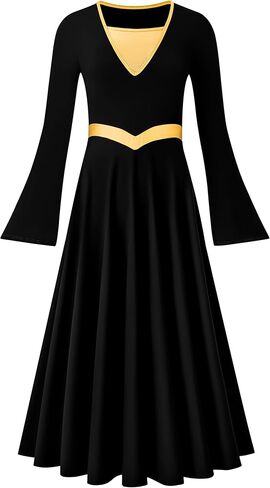 فستان رقص معدني للنساء من ملابس الرقص الليتورجية بأكمام طويلة رداء عبادة الكنيسة in Kuwait