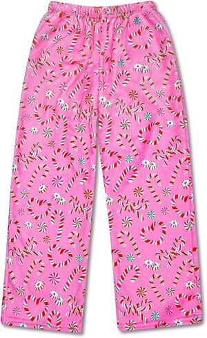 iscream Big Girls Silky Soft Plush Fun Print Fleece Pants - Holiday Cheer Collection in Saudi Arabia