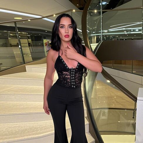 Sexy Jumpsuits for Women Sleeveless Lace Halter See Through Rompers Black Club Outfits in Saudi Arabia