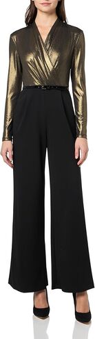 Tommy Hilfiger womens Long Sleeves Surplice Faux Leather Belt Jumpsuit in Saudi Arabia