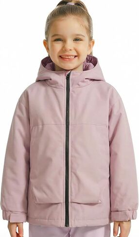 Gogokids Boys Girls Waterproof Jacket Insulated Padded Windbreaker Raincoat Sports Hooded Outerwear for Hiking Gear 4-12Y in Saudi Arabia