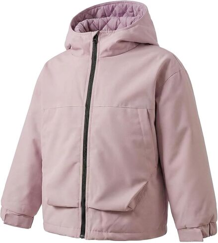 Gogokids Boys Girls Waterproof Jacket Insulated Padded Windbreaker Raincoat Sports Hooded Outerwear for Hiking Gear 4-12Y in Saudi Arabia