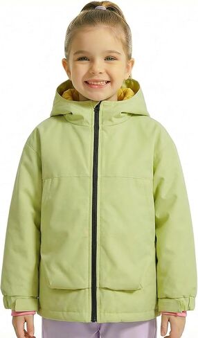 Gogokids Boys Girls Waterproof Jacket Insulated Padded Windbreaker Raincoat Sports Hooded Outerwear for Hiking Gear 4-12Y in Saudi Arabia