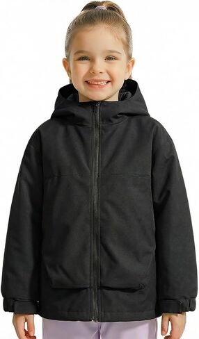 Gogokids Boys Girls Waterproof Jacket Insulated Padded Windbreaker Raincoat Sports Hooded Outerwear for Hiking Gear 4-12Y in Saudi Arabia