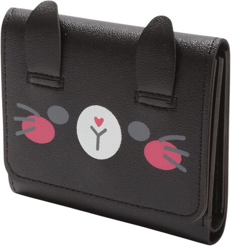 1Pcs Pouch for Money 3-Fold Cartoon Snap Card Case PU Leather Black 11x8.5cm in Saudi Arabia