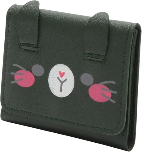 1Pcs Pouch for Money 3-Fold Cartoon Snap Card Case PU Leather Green 11x8.5cm in Saudi Arabia