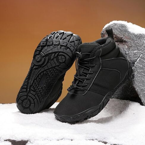 FLIOZY Winter Wide Toe Barefoot Shoes for Kids Boys – Waterproof Minimalist Hiking Snow Boots – High Top Warm Lightweight Boots for Toddler/Little Kids/Big Kids in Saudi Arabia