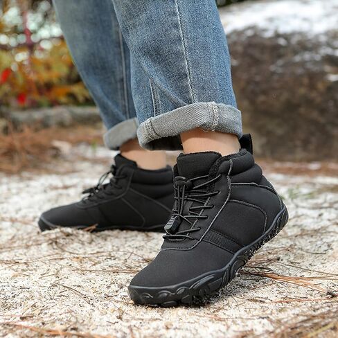 FLIOZY Winter Wide Toe Barefoot Shoes for Kids Boys – Waterproof Minimalist Hiking Snow Boots – High Top Warm Lightweight Boots for Toddler/Little Kids/Big Kids in Saudi Arabia