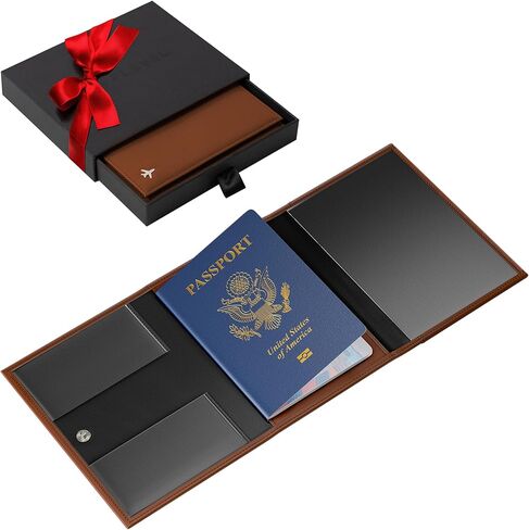 V1 ECO، حامل مستندات طيار، محفظة طيار، قفل RFID، محفظة سفر، رفيق سفر أنيق لمحترفي الطيران (كلاسيكي، بني) (AirTag، أسود) in Kuwait