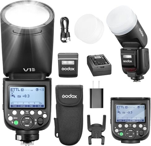 godox v1pro-n v1pro n shot flash for nikon ttl camera camera speedlite 76ws 2.4g x wireless hss 1/8000s 2980mah lithium led battion LED مصباح sub flash su-1 (إصدار الولايات المتحدة الأمريكية) in Kuwait