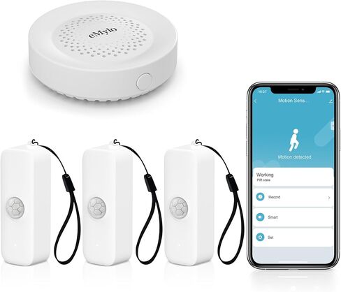 Emylo WiFi Motion Sensor 2 Packs Smart Motion Detector ، جهاز الكشف عن أجهزة الاستشعار 100 ديسيبل إنذار ذكي صفارات الإنذار للمنزل والطابق السفلي متوافق مع TUYA/SMART LIFE (يدعم 2.4G WIFI فقط) in Kuwait