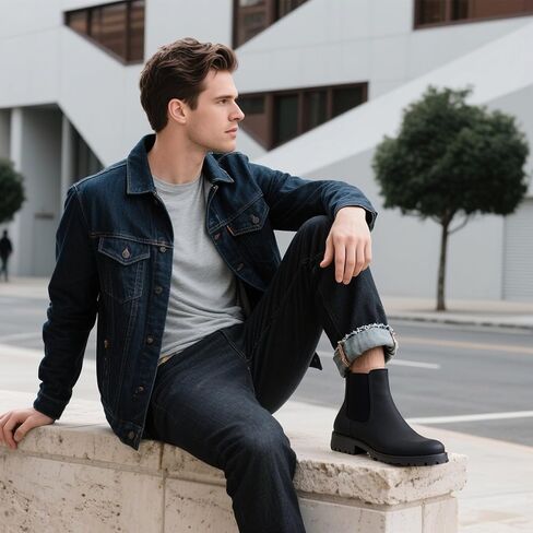 CGRRBW Men's Chelsea Boots Suede Leather Casual Cowboy Boots for Men in Saudi Arabia