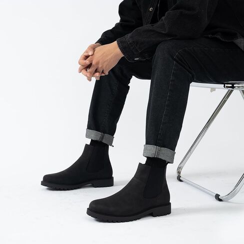 CGRRBW Men's Chelsea Boots Suede Leather Casual Cowboy Boots for Men in Saudi Arabia