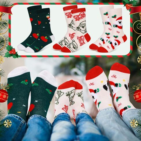 Suhine 20 Pairs Christmas Funny Cute Novelty Design Crew Socks Cotton Creative Fun Dress Socks Winter Colorful Kids Christmas Socks for Boys Girl Unisex Xmas Gifts in Saudi Arabia