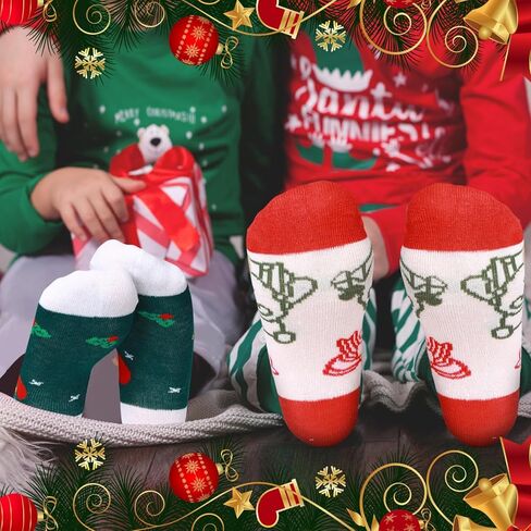 Suhine 20 Pairs Christmas Funny Cute Novelty Design Crew Socks Cotton Creative Fun Dress Socks Winter Colorful Kids Christmas Socks for Boys Girl Unisex Xmas Gifts in Saudi Arabia