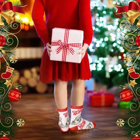 Suhine 20 Pairs Christmas Funny Cute Novelty Design Crew Socks Cotton Creative Fun Dress Socks Winter Colorful Kids Christmas Socks for Boys Girl Unisex Xmas Gifts in Saudi Arabia