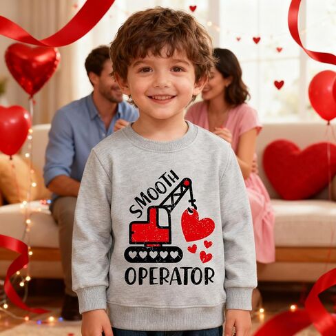 سويت شيرت للأطفال الصغار لعيد الحب للأولاد والبنات، قميص برسومات ABC I LOVE U Heart للأطفال الصغار بأكمام طويلة in Kuwait
