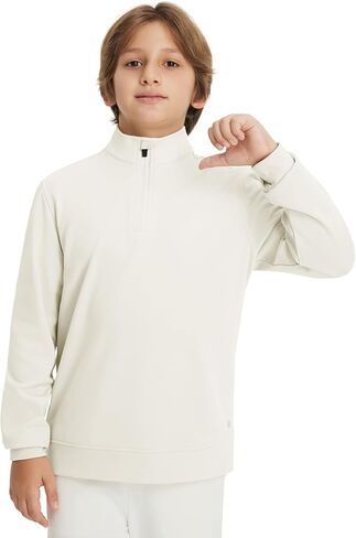 M MAELREG Boys Long Sleeve Quarter Zip Pullover Fleece Warmth Mock Neck Solid Youth Sweatshirt Winter Clothes for Kids in Kuwait