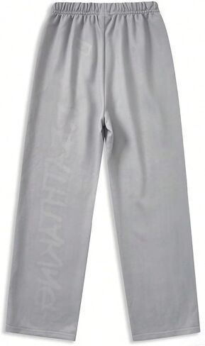 Boy's Letter Graphic Sweatpants Wide Leg Elastic Waist Drippy Pants Street Trousers with Pockets in Saudi Arabia