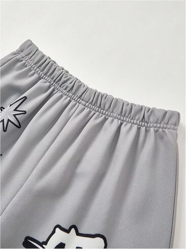 Boy's Letter Graphic Sweatpants Wide Leg Elastic Waist Drippy Pants Street Trousers with Pockets in Saudi Arabia
