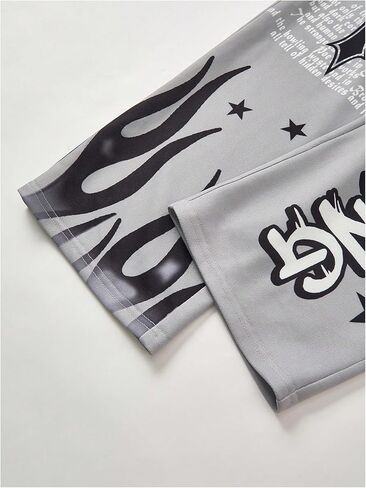 Boy's Letter Graphic Sweatpants Wide Leg Elastic Waist Drippy Pants Street Trousers with Pockets in Saudi Arabia