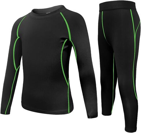 Thermal Base Layer Set for Boys, Long Sleeve Top and Pants, Breathable Moisture Wicking Sportswear in Saudi Arabia
