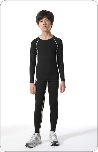 Thermal Base Layer Set for Boys, Long Sleeve Top and Pants, Breathable Moisture Wicking Sportswear in Saudi Arabia