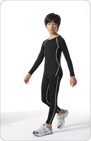 Thermal Base Layer Set for Boys, Long Sleeve Top and Pants, Breathable Moisture Wicking Sportswear in Saudi Arabia