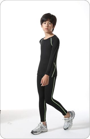 Thermal Base Layer Set for Boys, Long Sleeve Top and Pants, Breathable Moisture Wicking Sportswear in Saudi Arabia