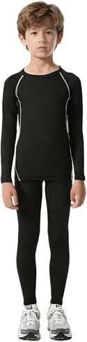 Thermal Base Layer Set for Boys, Long Sleeve Top and Pants, Breathable Moisture Wicking Sportswear in Saudi Arabia