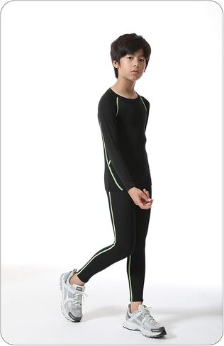 Thermal Base Layer Set for Boys, Long Sleeve Top and Pants, Breathable Moisture Wicking Sportswear in Saudi Arabia
