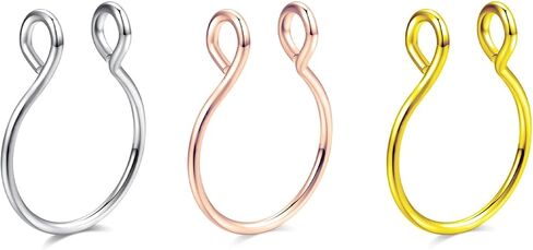 Silvery Gold Rose Gold 20G 0.8mm Fake Stretched Hoops Septum Faux Nose Rings Stainless Steel Horseshoe U-shaped Nose Lip Piercing Nail Piercing Jewelry 8mm in Saudi Arabia