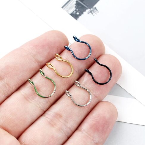 Silvery Gold Rose Gold 20G 0.8mm Fake Stretched Hoops Septum Faux Nose Rings Stainless Steel Horseshoe U-shaped Nose Lip Piercing Nail Piercing Jewelry 8mm in Saudi Arabia