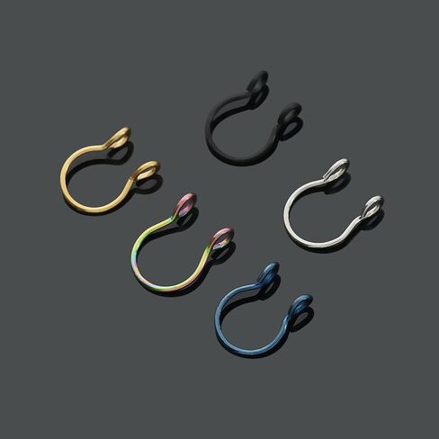 Silvery Gold Rose Gold 20G 0.8mm Fake Stretched Hoops Septum Faux Nose Rings Stainless Steel Horseshoe U-shaped Nose Lip Piercing Nail Piercing Jewelry 8mm in Saudi Arabia