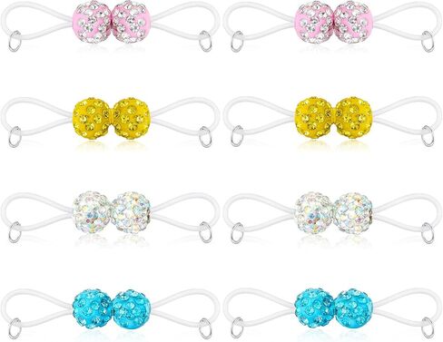 4 Pairs Handmade Fake Non Piercing Jewelry Adjustable Faux Body Rings with 8mm Silicone Glitter Multicolor Beads and Barbells for Women Men in Saudi Arabia