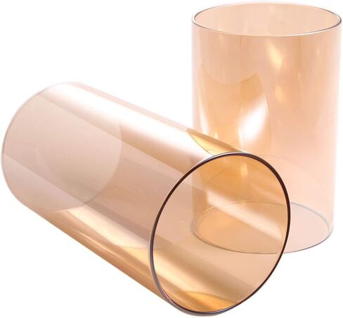 KETE Colored Glass Cylinder Candle Holder Bottomless Borosilicate Glass Globe Lamp Shade Replacement (AMBER,4x8) in Saudi Arabia