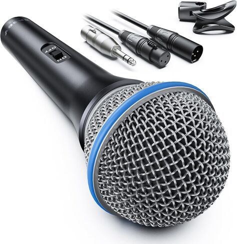 Vocal Dynamic Microphone, Metal Handheld Wired Microphone for Singing, Mic Suitable for Karaoke and Recording, with On/Off Switch and 16.4ft XLR Cable in Saudi Arabia