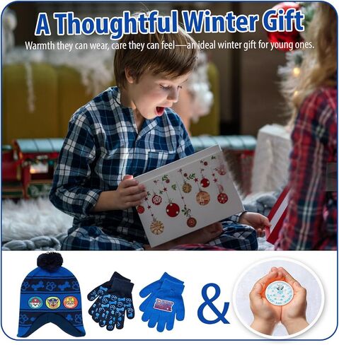 Nickelodeon Paw Patrol Boy's Winter Hat and 2 Pair of Gloves or Mittens Set (Toddler/Little Boys) Size Age 4-7, Paw Patrol Navy Blue Glove with Handwarmers in Saudi Arabia