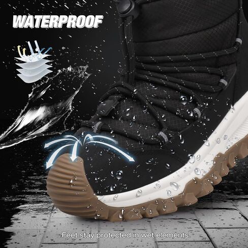 UOVO Kids Boys Girls Winter Snow Boots Shoes Waterproof Slip Resistant Fur Lined Hiking Sneaker Outdoor Boots （Little Kids/Big Kids） in Saudi Arabia