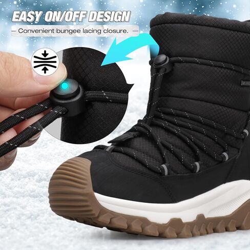 UOVO Kids Boys Girls Winter Snow Boots Shoes Waterproof Slip Resistant Fur Lined Hiking Sneaker Outdoor Boots （Little Kids/Big Kids） in Saudi Arabia