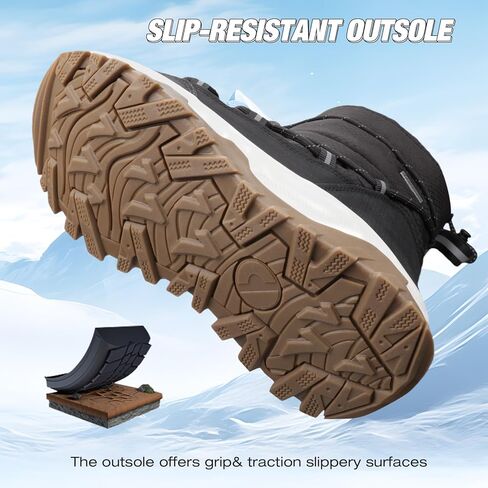 UOVO Kids Boys Girls Winter Snow Boots Shoes Waterproof Slip Resistant Fur Lined Hiking Sneaker Outdoor Boots （Little Kids/Big Kids） in Saudi Arabia