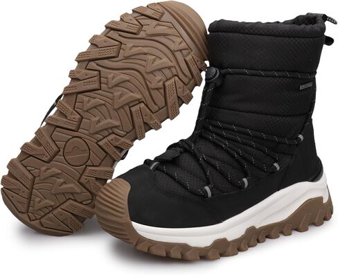 UOVO Kids Boys Girls Winter Snow Boots Shoes Waterproof Slip Resistant Fur Lined Hiking Sneaker Outdoor Boots （Little Kids/Big Kids） in Saudi Arabia