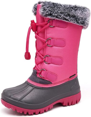 Boy Girls Kids Snow Boots for Winter Warm Water-Resistant Non-slip Cold Weather Mid Calf Thermal Insulation Shoes for Little/Big Kids in Saudi Arabia