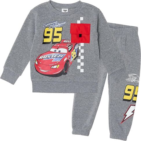 طقم سويت شيرت Lightning McQueen ذو رقبة دائرية وسروال رياضي للأولاد من Disney Cars مع جيب كارجو in Saudi Arabia