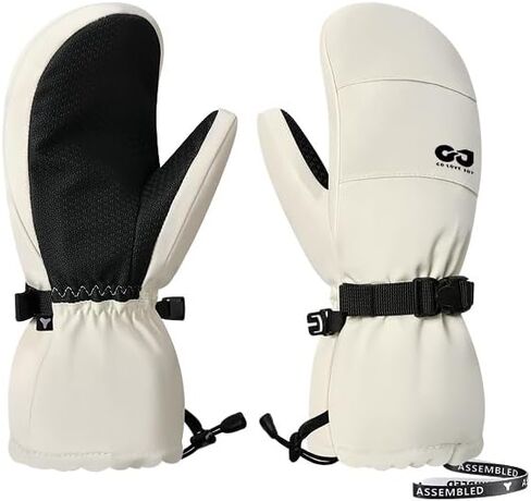 Kids Ski Snow Mittens Gloves Waterproof Cold Weather Winter Skiing Snowboarding Gloves with Hands Warmer Pocket Wrist Strap in Saudi Arabia