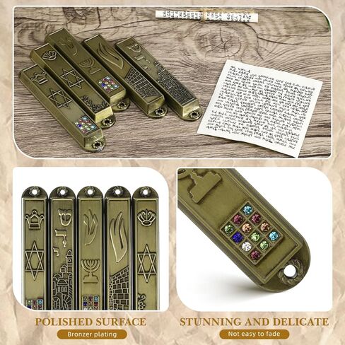 5 قطعة Mezuzah للباب ، الحرف التمرير المقدسة خمر حالات Mezuzah المعدنية الدينية مع التمرير ديكور يهودي لنعمة الاحترار المنزلي in Kuwait