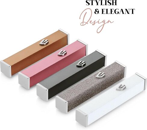 SURI Small Mezuzahs - غطاء Mezuza للباب اليهودي من الألومنيوم باللون الرمادي مقاس 3.8 بوصة مع مجموعة تمرير مطبوعة، تصميم ساق معاصر، يناسب تمرير 3 بوصة، لاصق ذاتي اللصق، يتضمن صندوق هدايا in Kuwait