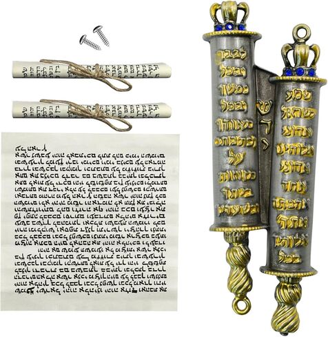 MrMrKura Mezuzah for Door, Metal Mezuzah Case with 2 Scrolls for Jewish Gifts, Jewish House Warming Decor, Christmas, Easter (Gold) in Saudi Arabia