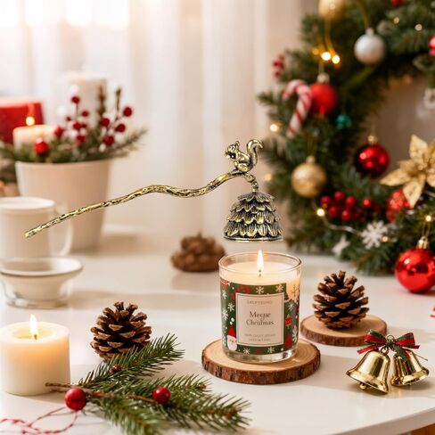 We Moment Candle Snuffer، طفاية شموع بمقبض طويل، طفاية لهب فتيل على الطراز القديم لإخماد لهب الشمعة بأمان، ملحق طفاية شموع على شكل سنجاب من كوز الصنوبر لمحبي الشموع in Kuwait