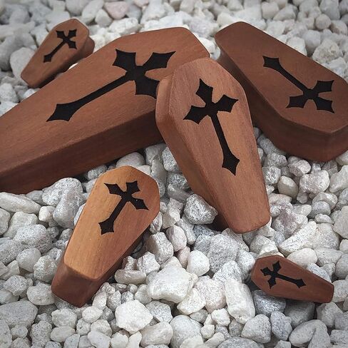 Mystic Metals Body Jewelry Pair of Saba Wood Laser Engraved Cross Coffin Shaped Plugs (CP-110) in Saudi Arabia
